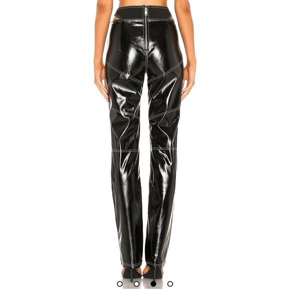 I.AM.GIA Paris Pants Black Vinyl Cutout Trousers Size M 796W - Picture 4 of 14